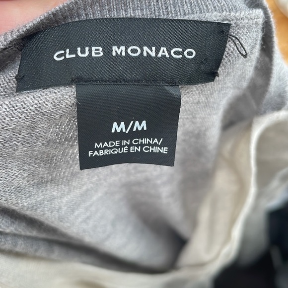 CLUB Monaco merino wool sweater fine knit Color block two tone sz M - Picture 5 of 11